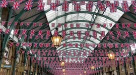 Thousands of Union Jacks decorate popular Covent Garden Market ahead of the coronation of King Charles III