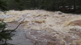 The power and rage pf the Upper Falls at Amnicon Falls in WI