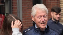 Former US president Bill Clinton visits Belfast bookstore