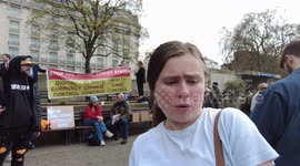 Protest against Cashless society, London, UK