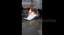 France: April 14 Nationwide Strike – Pension Reform Protesters Set Fires In Paris