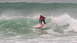 Surf's up! The Caravan and Motorhome Club competition draws large crowds at Cornwall's Fistral Beach