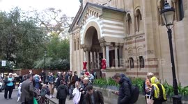 Russian Orthodox Easter 2023 celebrated in London - scenes outside the Dormition Cathedral in Knightsbridge