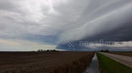 Dramatic shelf cloud surfaces in Ontario, Canada