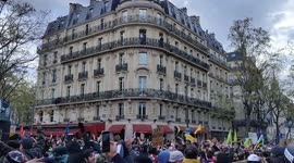 Protest against pension reform in Paris, France