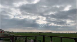 World war 2 plane doing a low fly by at a air show in the Netherlands