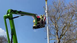 King Charles coronation: workers install Union Jacks on The Mall
