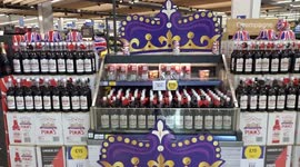 Festive PIMMs display celebrates forthcoming King Charles III coronation on the 6th of May 2023