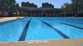 Footage of Hamilton Fish Pool on Lower East Side of Manhattan, LIFEGUARD SHORTAGE