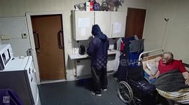 Chilling video has emerged of wheelchair-bound elderly man being burgled for THIRD time