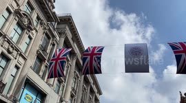 UK flags installed on Oxford Street ahead of coronation