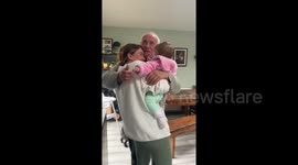 Emotional reunion! Belfast woman stuns relatives 1 by 1 on surprise return home from Australia to see baby niece