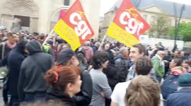 Rally Against Pension Reform in Saint-Denis, France After Macron's Speech