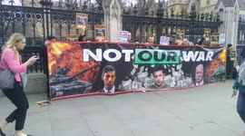 Protesters against Zelenskyy and the Ukrainian war demonstrate outside Parliament