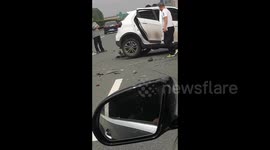 SUV travelling in wrong direction on Chinese highway triggers serious accident