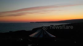 Port isaac Sea Shanty festival starting tomorrow for a few days and the weather is looking good as the sun rises over the beer tent