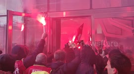 Euronext's lobby turns into 'inferno' as French protesters storm into building with burning flares