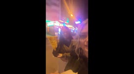 Woman laughs hilariously when friend drops her pizza *Fast Food Fail*