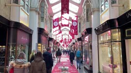 King Charles coronation banners in Burlington Arcade