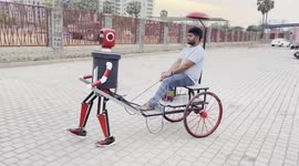 Indian students design robot that can pull rickshaw