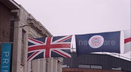 Coronation flags fly from high street in Kent, UK