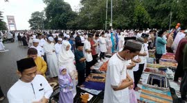 Muslims in Indonesia attend Eid al-Fitr prayers