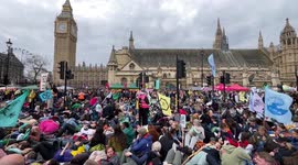 Thousands of people died in Parliament Square during The Big One For Biodiversity March & Die-in organized by Extinction Rebellion