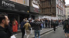 Huge queues outside Phonica records in London's Soho as people celebrate National Record Day 200l23