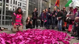 Extinction Rebellion leave 20,000 origami boats outside Home Office in support of migrants