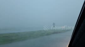 Intense Wind Storm Impacts Motorists on U.S. Interstate