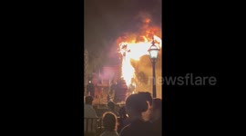 Maleficent dragon prop catches fire during fantasmic at Disneyland in California