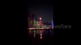 Maleficent dragon prop catches fire during fantasmic at Disneyland in California