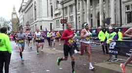 Crowds cheer 2023 TCS London Marathon runners on Birdcage Walk on Sunday 23 April