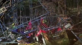 Dramatic moment music stage COLLAPSES when hit by strong winds in Thailand