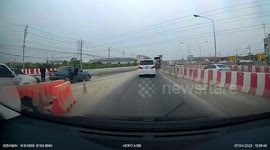 Welding sparks fall on driver's windshield in Thailand