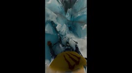 Heart-stopping moment shows French skier's plummet into glacier crevasse