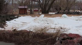 Cool ice shoves on the shores of Lake Superior in Ashland