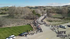 Amazing drone footage shows thousands of sheep herded down Idaho highway