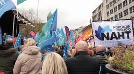 Today, Civil Service and Teaching Unions held a rally at Belfast City Hall as Northern Ireland witnessed the biggest strike in many years as hundreds of teachers and civil servants took part in a day-long strike
