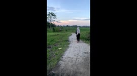 Three kids jump into a river from a motorcycle in Medan - crazy social media stunt!