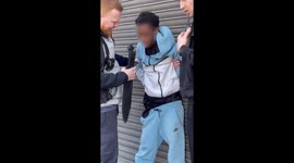 Young black boy caught with HUGE machete knife during stop and search in London