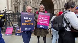 Nurses stage protest outside court as government legal action against strike starts