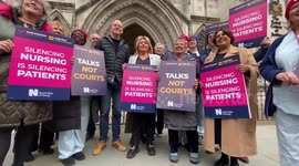 Nurses stage protest outside court as government legal action against strike starts