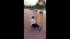 Schoolboy wows with his seated skipping skills on playground