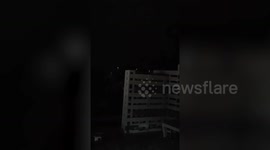Tree catches fire when lightning strikes in park in China