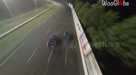 Drift car BLOWS UP after racer keeps driving it despite a burnt tire
