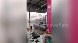 Winds blow tents away as heavy rain arrives following heat wave in Thailand