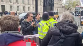 Stand Up To Racism protest against Italian PM, Giorgia Meloni's visit to Number 10 Downing Street