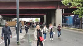 Pension reform: police and firefighter intervention as an unauthorized march after the blockade of the Olympic Games of Paris 2024's worksite at the futur swimming pool of Saint-Denis at 361 avenue du president Wilson, Paris suburb, face to the Stade de F