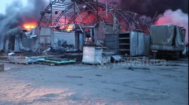 Firefighters battle huge blaze after Russian missile attack in Dnipro